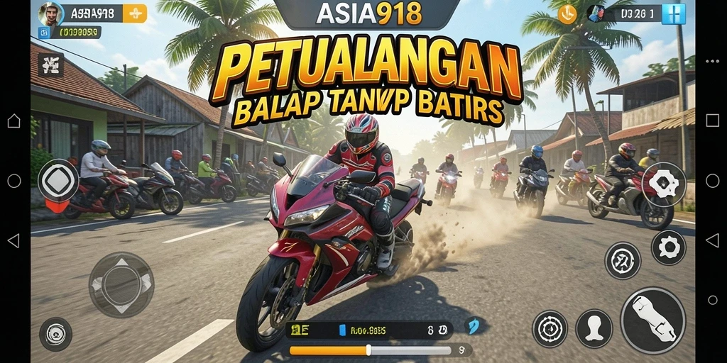 Tangkapan layar gameplay ASIA918 yang menampilkan aksi balap yang mendebarkan.