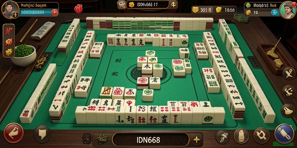 Tampilan gameplay menarik dari IDN668 menampilkan keindahan Mahjong.