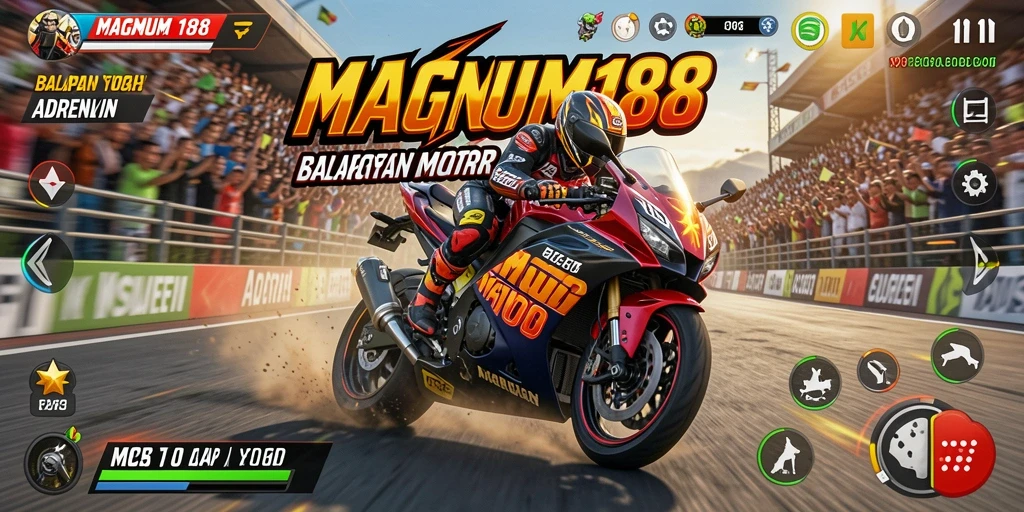 Screenshot gameplay MAGNUM188 dengan balapan mendebarkan di trek.