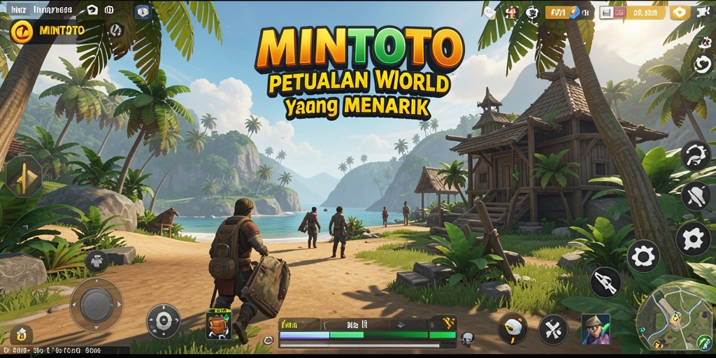 Screenshot gameplay MINTOTO menunjukkan dunia terbuka yang menakjubkan dan mendetail.