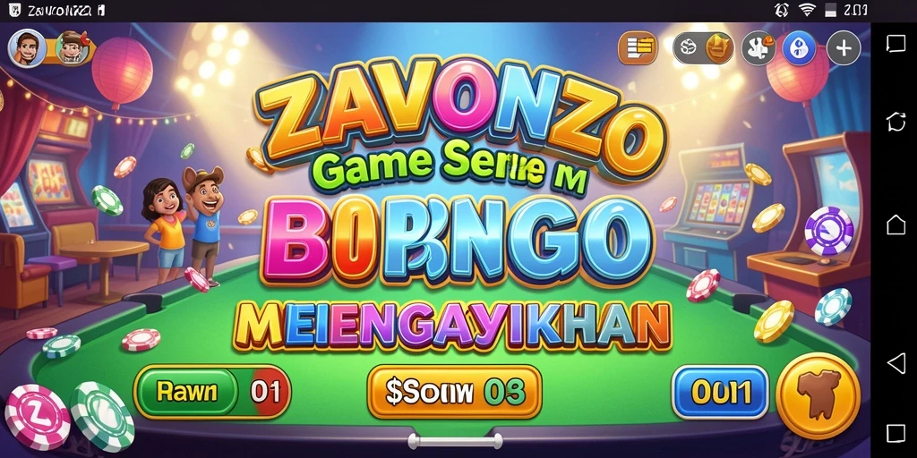Tampilan gameplay ZAVONZO dengan kartu Bingo yang penuh warna.